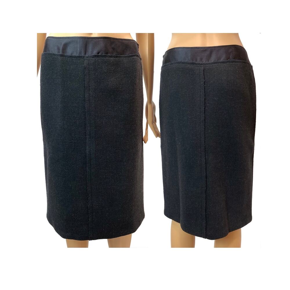 Y2K Prada Charcoal Wool Blend Pencil Skirt Italy 42 | W 28"